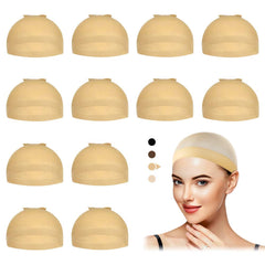 Dreamlover Wig Caps for Women, Brown Stocking Caps for Wigs, 12 Pieces