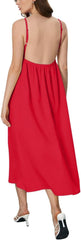 SOLY HUX Women's Summer Dress Backless V Neck Spaghetti Strap Loose Flowy Midi Cami Dresses