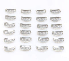 20pcs Metal Snap Clips for Hair Extensions DIY Clip in on Hair Extension Wigs 9 Teeth 32mm 1.2g/pc Black Brown Beige Color (Light Brown)