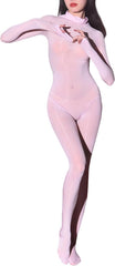 RUIBAVYA Body Stockings for Women Sexy Full Body Tights Oil Shiny Bodystocking High Neck Nylon Catsuit Shimmer Bodysuit