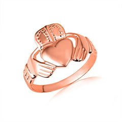 10K and 14K Gold Men's Classic Claddagh Ring Available in Yellow, Rose and White Gold with Multiple RingSize