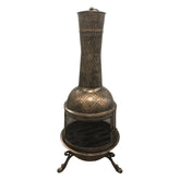 Steel and Cast Iron 36-in Antique Bronze and Black Chimenea
