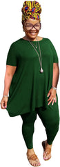 YeGine Women Plus Size 2 Piece Outfits Short Sleeve Top and Legging Pant Set Lounge Sets Tracksuit