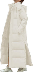 Mmoneyake Long Puffer Coats for Women Winter Thickened Down Jacket Heavyweight Parka Coat Trendy Outerwear with Side Buttons