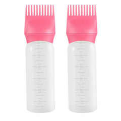 Pimoys Root Comb Applicator Bottle 6 Ounce, 2 Pack Hair Oil Applicator, Applicator Bottle for Hair Dye Applicator Bottle with Graduated Scale, White
