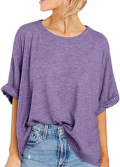 Langwyqu Womens Tops Oversized Tshirts Summer Short Sleeve T Shirts Casual Loose Fit Basic Tees