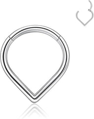 Woman Men 16 Gauge Septum Ring 16G Hinged Nose Ring Daith Earrings Clicker Rings Piercing Jewelry Gold-Silver