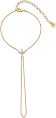 PAVOI 14K Gold Plated Freshwater Pearl Gold Hand Chain Bracelet for Women - Trendy Ring Bracelet Hand Chain Body Jewelry