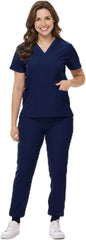 Scrubs Set for Women Nurse Uniform V-Neck Top and Drawstring Jogger Pants with Multi Pocket Nurse Workwear