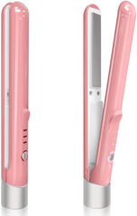 Cordless Hair Straightener, Portable Mini Flat Iron Hair Straightener for Travel, 20s Fast Heating, USB-C Rechargeable, Hair Straightening and Curler 2 in 1 for Women (White)