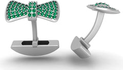 925 Sterling Silver Bow Tie Cufflinks with Gemstones | Men’s Formal Shirt Accessories for Weddings, Parties, and Business