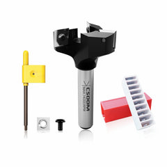 CSOOM CNC Spoilboard Surfacing Router Bit 1/2" Shank 1-15/32" Cutting Diameter,3 Wings Coated Carbide Insert Slab Flatting Router Planer Bit Wood Planing Bit Woodworking Tools