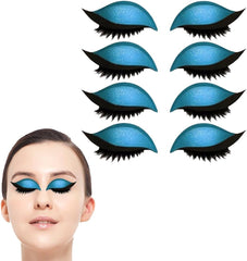 Lazy Eye Shadow Eyelash Patch, Lazy Eyelash Stickers, 2/4/6/8 Pairs Glitter Eyeshadow Sticker with Lashes, Easy to Apply Eye Shadow and Eyelash in One, No Glue Needed for Quick Makeup (8 Pairs)