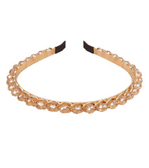 YARN & INK Women's Pearls Headbands Fashion Beaded Metal Headband, Vintage Hair Accessories Non Slip for Women Girls Christmas Gift (Pearls Line)