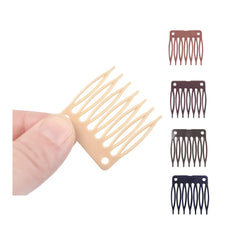 50 PCS Hair Clip Combs for Wigs - 7-Teeth Plastic Combs with Caps, Ideal for Wig Making Accessories (Black)
