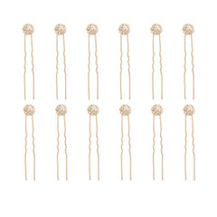 Crystal Bridal Hair Pins Clips Wedding Hair Accessories Hair Set Jewelry With Rhinestone For Brides and Bridesmaids Set Of 12 (Gold)