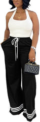 Nimsruc Wide Leg Sweatpants for Women High Waisted Drawstring Casual Loose Long Pants with Pockets