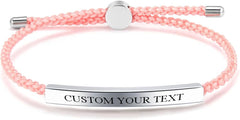 Personalized Nautical Handmade Braided Rope String Stainless Steel ID Inspirational Adjustable Bracelets,Motivation Jewelry for Son Daughter Best Friend