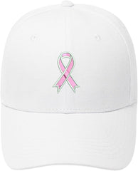 Breast Cancer Awareness Hat for Women, Embroidered Pink Ribbon Vintage Cotton Adjustable Baseball Cap for Women Girls