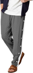 Mens Tear Away Pants Jacquard Snap Button Down Elastic Waist Drawstring Post Surgery Recovery Sweatpants