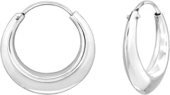 925 Sterling Silver Tapered Hoop Earrings, Sold as a Pair