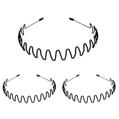 CAMKONG 6PCS Metal headbands for Men Headbands Women Wavy Hair bands Spring Hair Hoop Sports Fashion Hairband Unisex Black Elastic Non Slip Simple Headwear Accessories