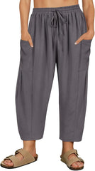 CARCOS Plus Size Pants Womens Summer Palazzo Harem Pants Drawstring Lantern Beach Pant Ankle Vacation Pant with Pocket Xl-5XL