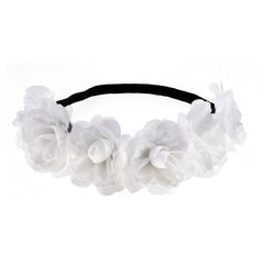 Rose Flower Headband Floral Crown Mexican Hair Wreath (Red White Blue)