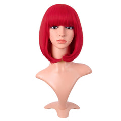 MapofBeauty 12 Inch/30 cm Fashion Lady Short Straight Flat Bangs Bob Wig (Green)