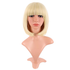 MapofBeauty 12 Inch/30 cm Fashion Lady Short Straight Flat Bangs Bob Wig (Green)