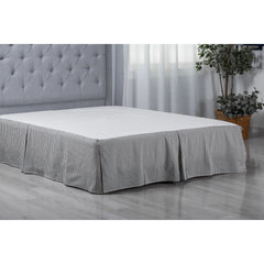 WHOLINENS Cotton Tailored Bed Skirt Box Pleat Striped