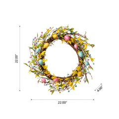 Glitzhome Easter Wreath with Eggs Lavender Bird Nest for Front Door Wall Window Holiday Decoration