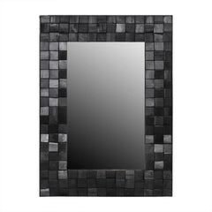 Recycled Acacia Mosaic Wood Black Rectangular Mirror by East at Main