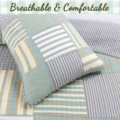 Cozy Line Spa Stripes Patchwork Quilt Bedding Set