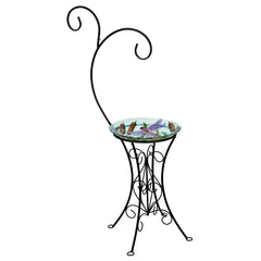 Decorative Metal Bird Bath Stand, Dual Shepards Hook