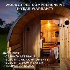 Backyard Discovery Paxton 2-4 Person Outdoor Barrel Sauna, Porch
