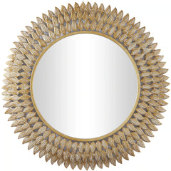 Metal Leaf Radial Room Wall Mirror - Gold - Roche River Decor