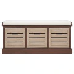 SAFAVIEH Mozella 3-Drawer Cushion Bench - 42" W x 15" D x 20" H - 42Wx15Dx20H