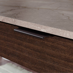 Wood L-Shaped Desk with Five-Shelf Bookcase, Brown
