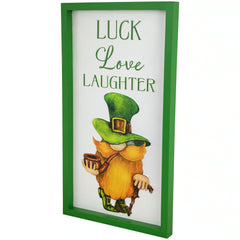 Luck Love Laughter St. Patricks Day Framed Wall Sign - 18"