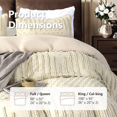 3-Piece Boho Tufted Duvet Cover Set, Textured Duvet Cover and 2 Pillowcases for All Season