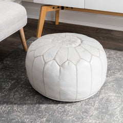 Nuloom Handmade Moroccan Leather Filled Ottoman Pouf