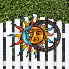 Glitzhome 33.5"L Metal Sun and Moon Wall Décor