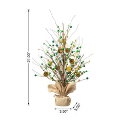 Glitzhome 21"H Lighted St. Patrick's Gold Coin Table Tree