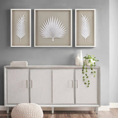 Madison Park Sabal Handmade Framed Rice Paper Palm Leaves 3-piece Shadowbox Wall Decor Set