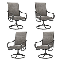 MAISON ARTS Patio Swivel Dining Chairs Set of 4, Metal Chairs with Textilene Padded Sling Fabric