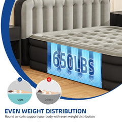 Moasis Queen Air Mattress with Inflatable Headboard