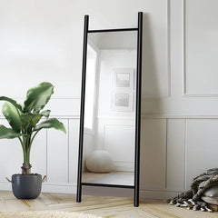 Ladder-Style Arched Solid Wood Framed Full Length Leaning Mirror