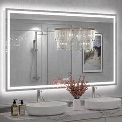 Large LED Bathroom Mirror with UL Listed, Front and Backlit, Anti-Fog