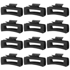 12 Pcs Pink Large Square Hair Claw Clips for Women, 4.3-Inch Matte Rectangle Claw, Strong Hold Non-slip Hair Clips for Thick & Thin Hair